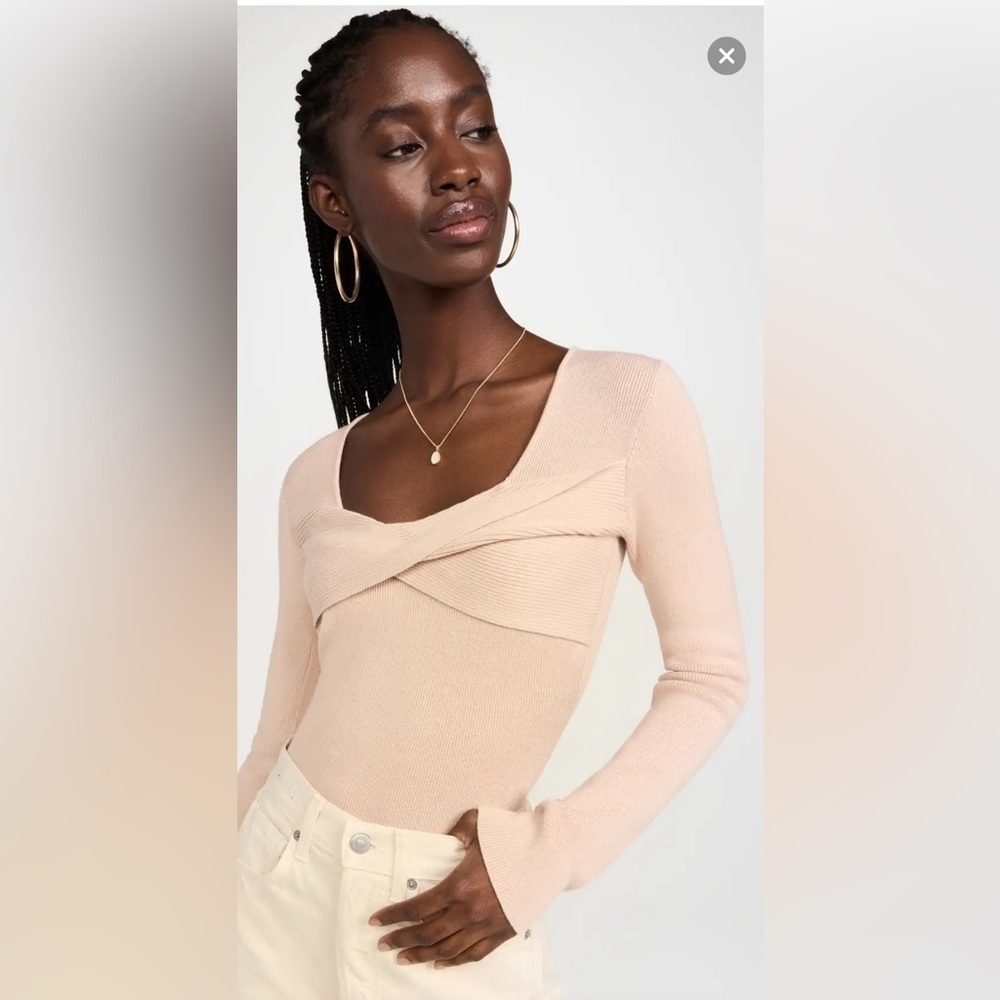 NWT REVOLVE LE SUPERBE Sweetheart Twisted Ribbed Sweater in Nude Sz XS